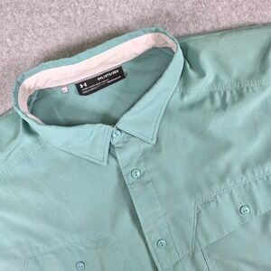 Under Armour Men's 3XL HeatGear Fishing Shirt Short Sleeve Button Down Aqua